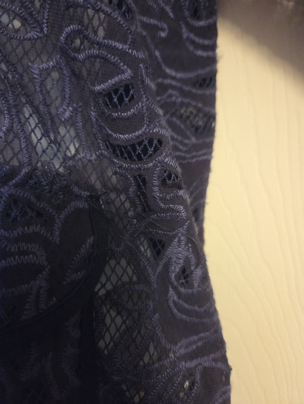 Anthropologie x Elevenses Miranda Lace Bomber Jacket in navy blue Size Small - Picture 5 of 12